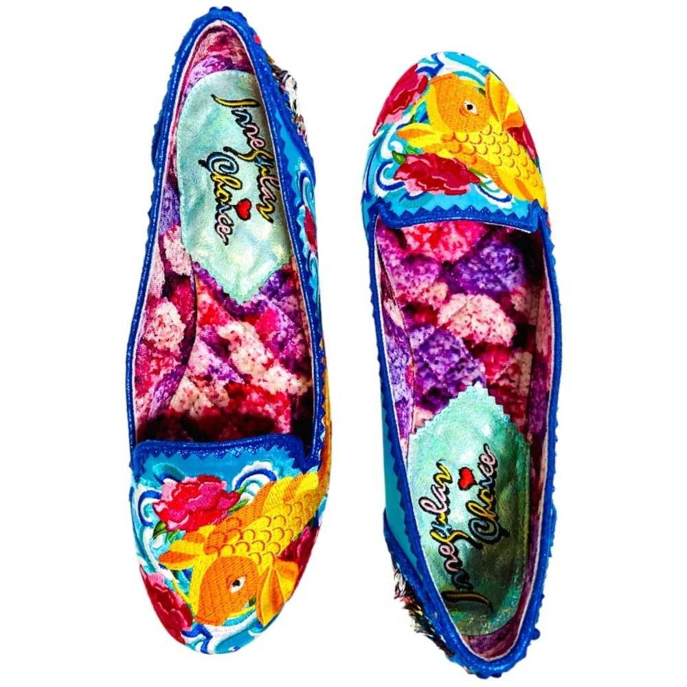 Irregular Choice Womens Pescado Oro NEW Sequin Flats 11 42 Rainbow Pride Fish - Picture 16 of 16